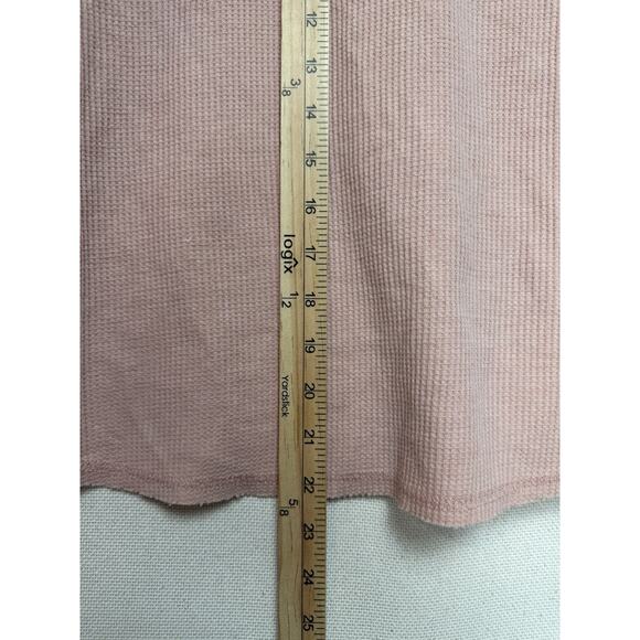HOLLISTER Waffle Knit Pullover Top Sz M Soft Pink V-Neck Long Sleeves Casual - Picture 13 of 13